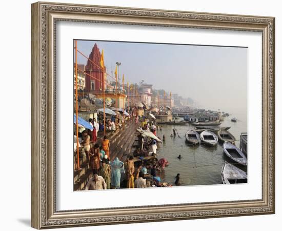 Ghats on the River Ganges, Varanasi (Benares), Uttar Pradesh, India, Asia-Jochen Schlenker-Framed Photographic Print