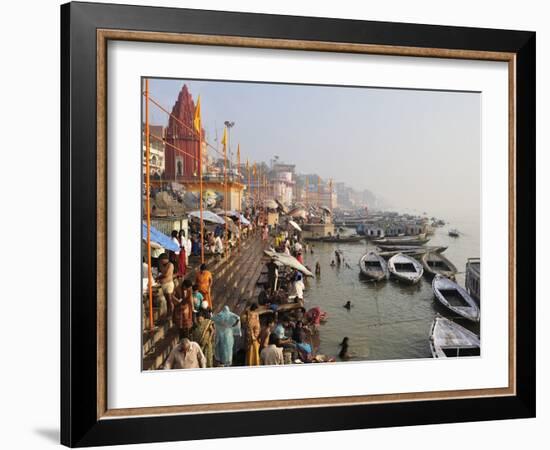 Ghats on the River Ganges, Varanasi (Benares), Uttar Pradesh, India, Asia-Jochen Schlenker-Framed Photographic Print