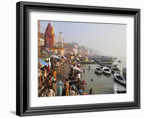 Ghats on the River Ganges, Varanasi (Benares), Uttar Pradesh, India, Asia-Jochen Schlenker-Framed Photographic Print