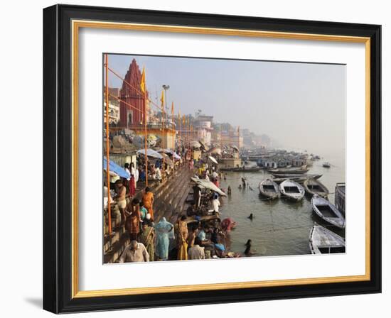 Ghats on the River Ganges, Varanasi (Benares), Uttar Pradesh, India, Asia-Jochen Schlenker-Framed Photographic Print