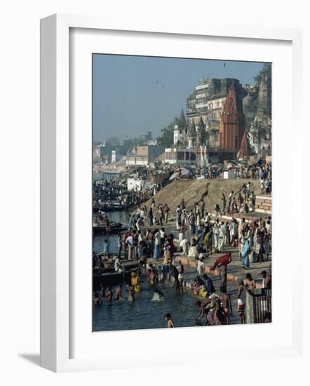 Ghats on the River Ganges, Varanasi, Uttar Pradesh State, India-Woolfitt Adam-Framed Photographic Print