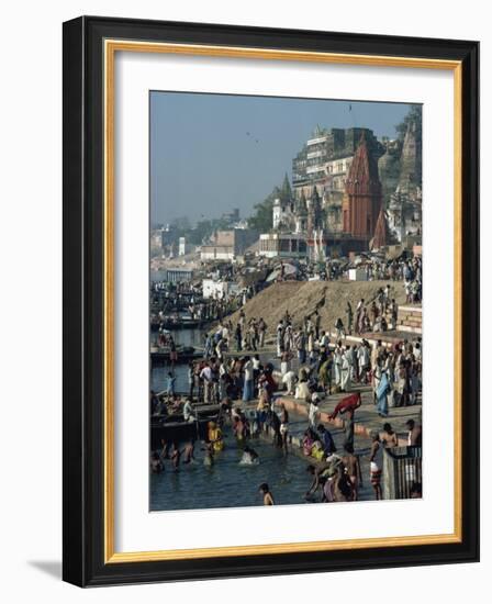 Ghats on the River Ganges, Varanasi, Uttar Pradesh State, India-Woolfitt Adam-Framed Photographic Print