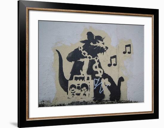 Ghetto Blaster Rat-Banksy-Framed Giclee Print