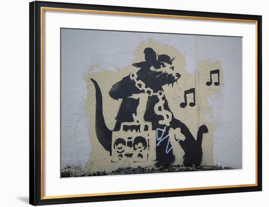 Ghetto Blaster Rat-Banksy-Framed Giclee Print