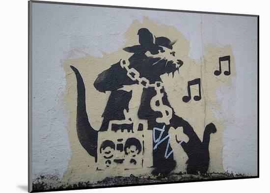 Ghetto Blaster Rat-Banksy-Mounted Giclee Print