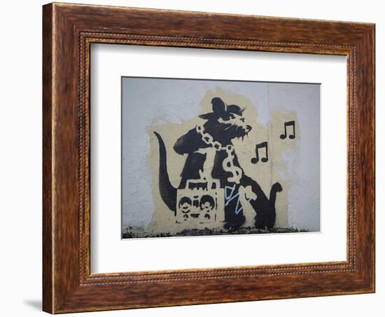 Ghetto Blaster Rat-Banksy-Framed Giclee Print