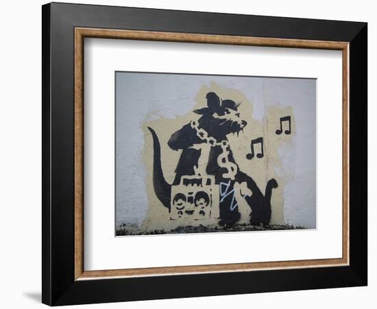 Ghetto Blaster Rat-Banksy-Framed Giclee Print