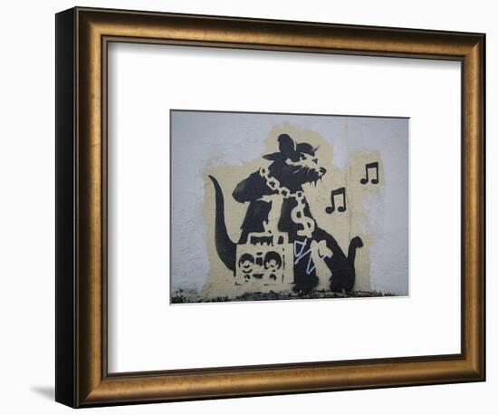 Ghetto Blaster Rat-Banksy-Framed Giclee Print