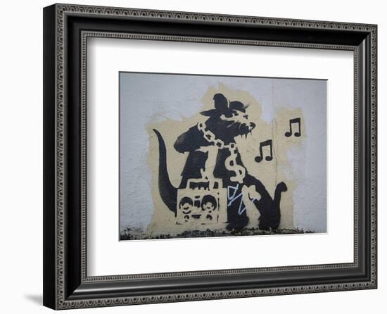 Ghetto Blaster Rat-Banksy-Framed Giclee Print