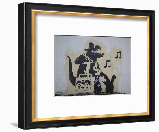 Ghetto Blaster Rat-Banksy-Framed Giclee Print