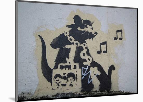 Ghetto Blaster Rat-Banksy-Mounted Giclee Print