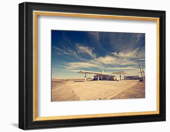 Ghost Gas Station on Route 66-null-Framed Art Print