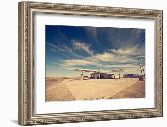 Ghost Gas Station on Route 66-null-Framed Art Print