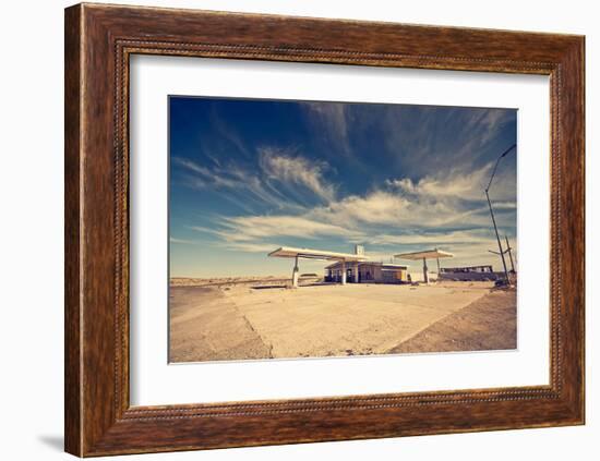 Ghost Gas Station on Route 66-null-Framed Art Print