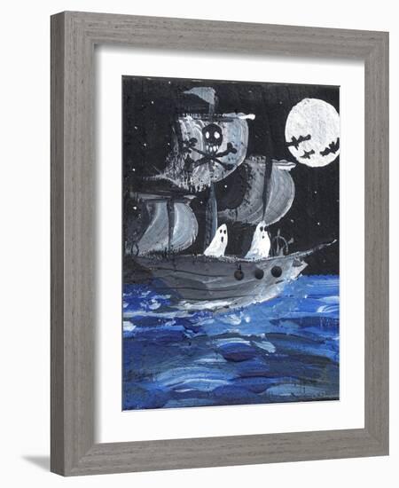 Ghost Ship Skull & Cross Bones Halloween-sylvia pimental-Framed Art Print