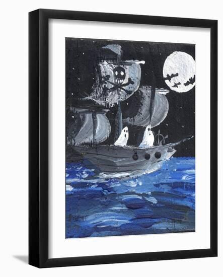 Ghost Ship Skull & Cross Bones Halloween-sylvia pimental-Framed Art Print