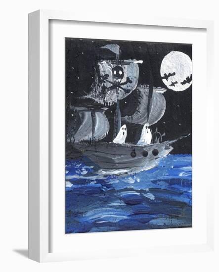 Ghost Ship Skull & Cross Bones Halloween-sylvia pimental-Framed Art Print