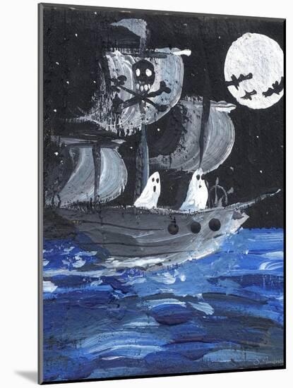 Ghost Ship Skull & Cross Bones Halloween-sylvia pimental-Mounted Art Print