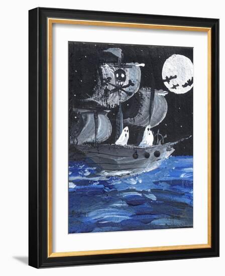 Ghost Ship Skull & Cross Bones Halloween-sylvia pimental-Framed Art Print