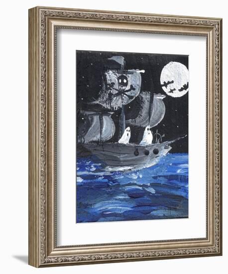 Ghost Ship Skull & Cross Bones Halloween-sylvia pimental-Framed Art Print