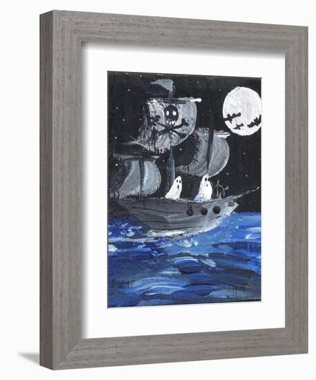 Ghost Ship Skull & Cross Bones Halloween-sylvia pimental-Framed Art Print