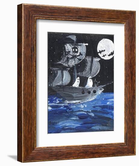 Ghost Ship Skull & Cross Bones Halloween-sylvia pimental-Framed Art Print