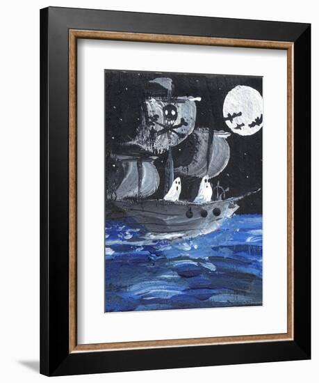 Ghost Ship Skull & Cross Bones Halloween-sylvia pimental-Framed Art Print