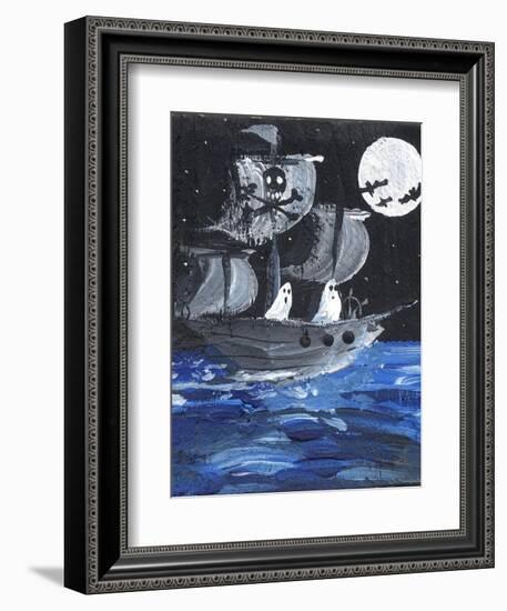 Ghost Ship Skull & Cross Bones Halloween-sylvia pimental-Framed Art Print