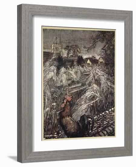 ..Ghosts, Wandering Here and There, Troop Home to Churchyards-Arthur Rackham-Framed Giclee Print