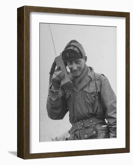 Gi Talking on Communications Radio During the Korean Civil War-John Dominis-Framed Photographic Print