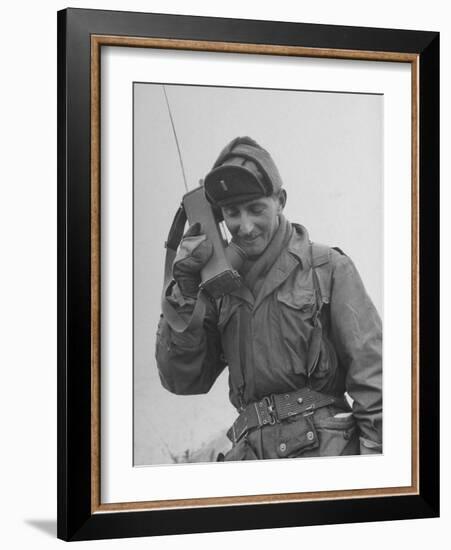 Gi Talking on Communications Radio During the Korean Civil War-John Dominis-Framed Photographic Print