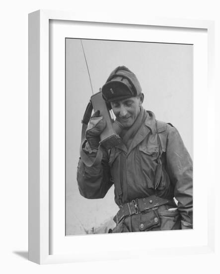 Gi Talking on Communications Radio During the Korean Civil War-John Dominis-Framed Photographic Print