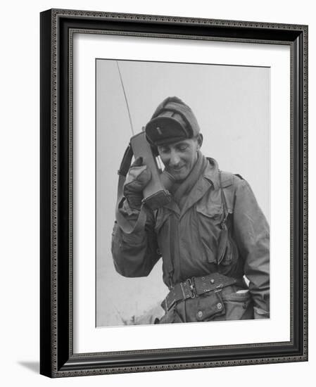 Gi Talking on Communications Radio During the Korean Civil War-John Dominis-Framed Photographic Print