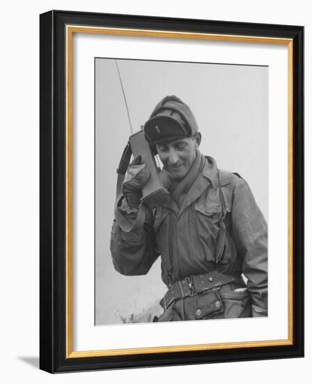 Gi Talking on Communications Radio During the Korean Civil War-John Dominis-Framed Photographic Print