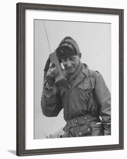 Gi Talking on Communications Radio During the Korean Civil War-John Dominis-Framed Photographic Print