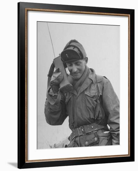 Gi Talking on Communications Radio During the Korean Civil War-John Dominis-Framed Photographic Print