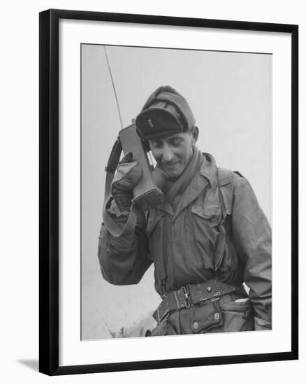 Gi Talking on Communications Radio During the Korean Civil War-John Dominis-Framed Photographic Print