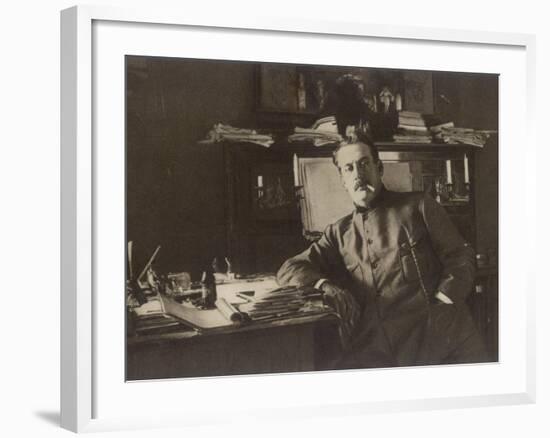 Giacomo Puccini Italian Composer in His Study-null-Framed Photographic Print