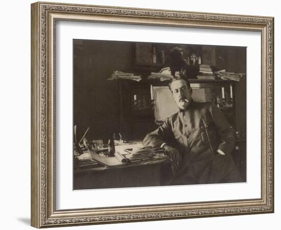 Giacomo Puccini Italian Composer in His Study-null-Framed Photographic Print