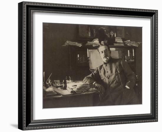 Giacomo Puccini Italian Composer in His Study-null-Framed Photographic Print