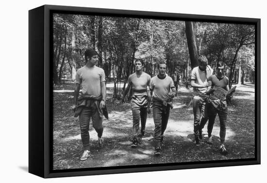 Gianni Rivera, Roberto Rosato, Giovanni Lodetti, Giorgio Puia and Gigi Riva Walking in Chapultepec-Sergio del Grande-Framed Premier Image Canvas