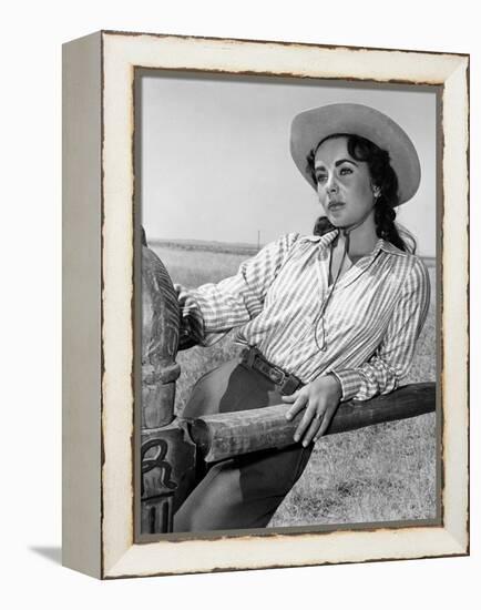 Giant, 1955 directed by GEORGE STEVENS Elizabeth Taylor (b/w photo)-null-Framed Stretched Canvas