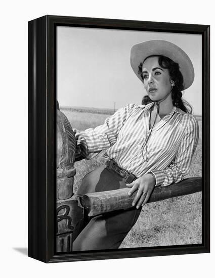 Giant, 1955 directed by GEORGE STEVENS Elizabeth Taylor (b/w photo)-null-Framed Stretched Canvas