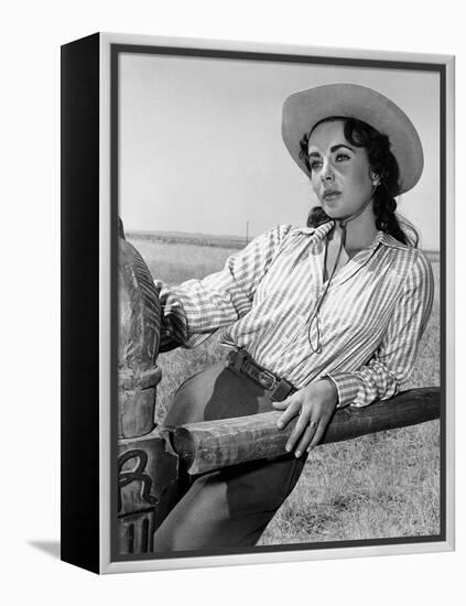 Giant, 1955 directed by GEORGE STEVENS Elizabeth Taylor (b/w photo)-null-Framed Stretched Canvas