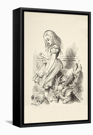 Giant Alice Upsets the Jury Box, from 'Alice's Adventures in Wonderland' by Lewis Carroll (1832 - 9-John Tenniel-Framed Premier Image Canvas