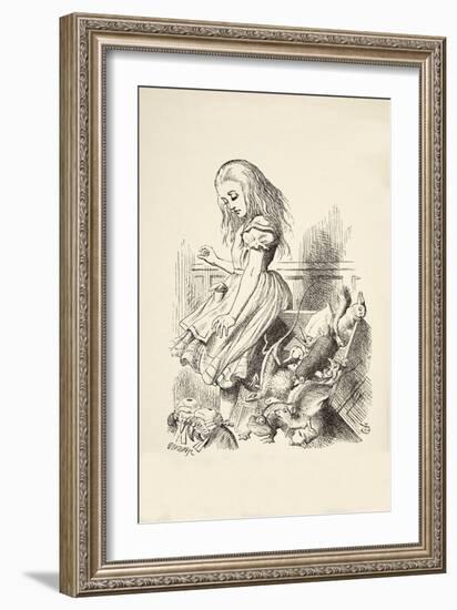 Giant Alice Upsets the Jury Box, from 'Alice's Adventures in Wonderland' by Lewis Carroll (1832 - 9-John Tenniel-Framed Giclee Print