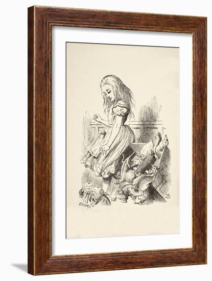 Giant Alice Upsets the Jury Box, from 'Alice's Adventures in Wonderland' by Lewis Carroll (1832 - 9-John Tenniel-Framed Giclee Print