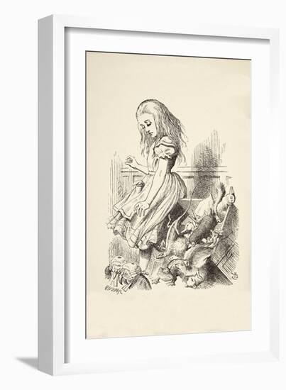 Giant Alice Upsets the Jury Box, from 'Alice's Adventures in Wonderland' by Lewis Carroll (1832 - 9-John Tenniel-Framed Giclee Print