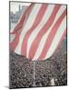 Giant American Flag Flying over a Large Crowd During President Johnson's Asia Tour-George Silk-Mounted Photographic Print