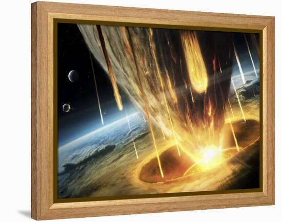Giant Asteroid Collides with the Earth-null-Framed Premier Image Canvas